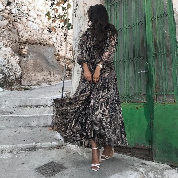 Mango Paisley Pleated Dress New - Picture 13 of 14